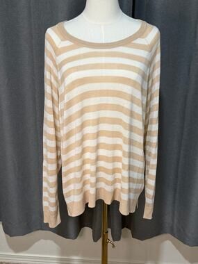 Torrid Size 1 1X Tan Ivory Striped Sweater
